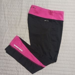 Nike Women's Dri-Fit Power Racer Crop  Running Leggings Pink/Black Womens Sz Med
